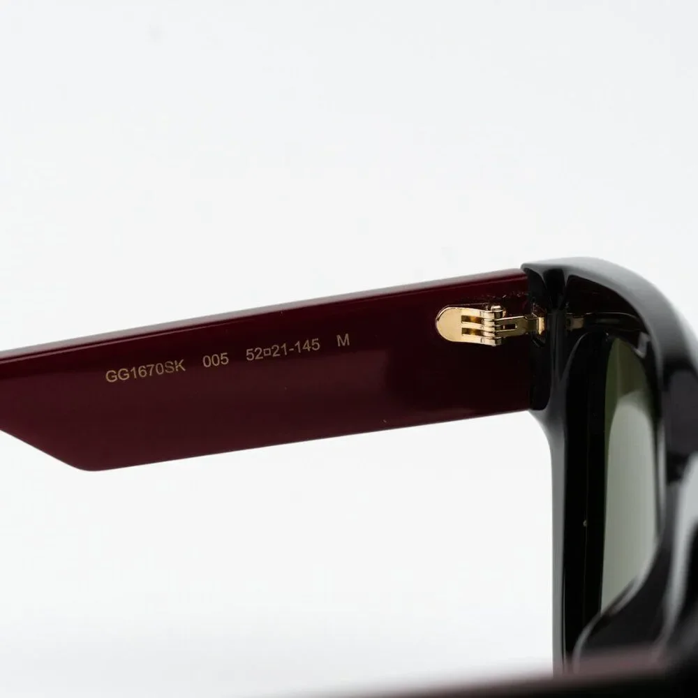 NEW Gucci GG1670SK 005 Black Red Green Square Unisex Sunglasses